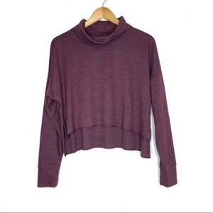 American Eagle Purple Cropped Long Sleeve Cowl Neck Sweater Size Small